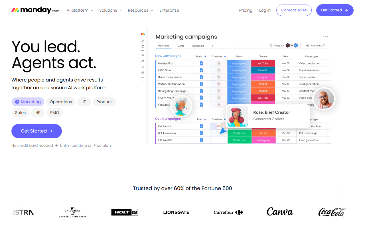 monday.com sponsor landing page advertised on The Tara Palmeri Show