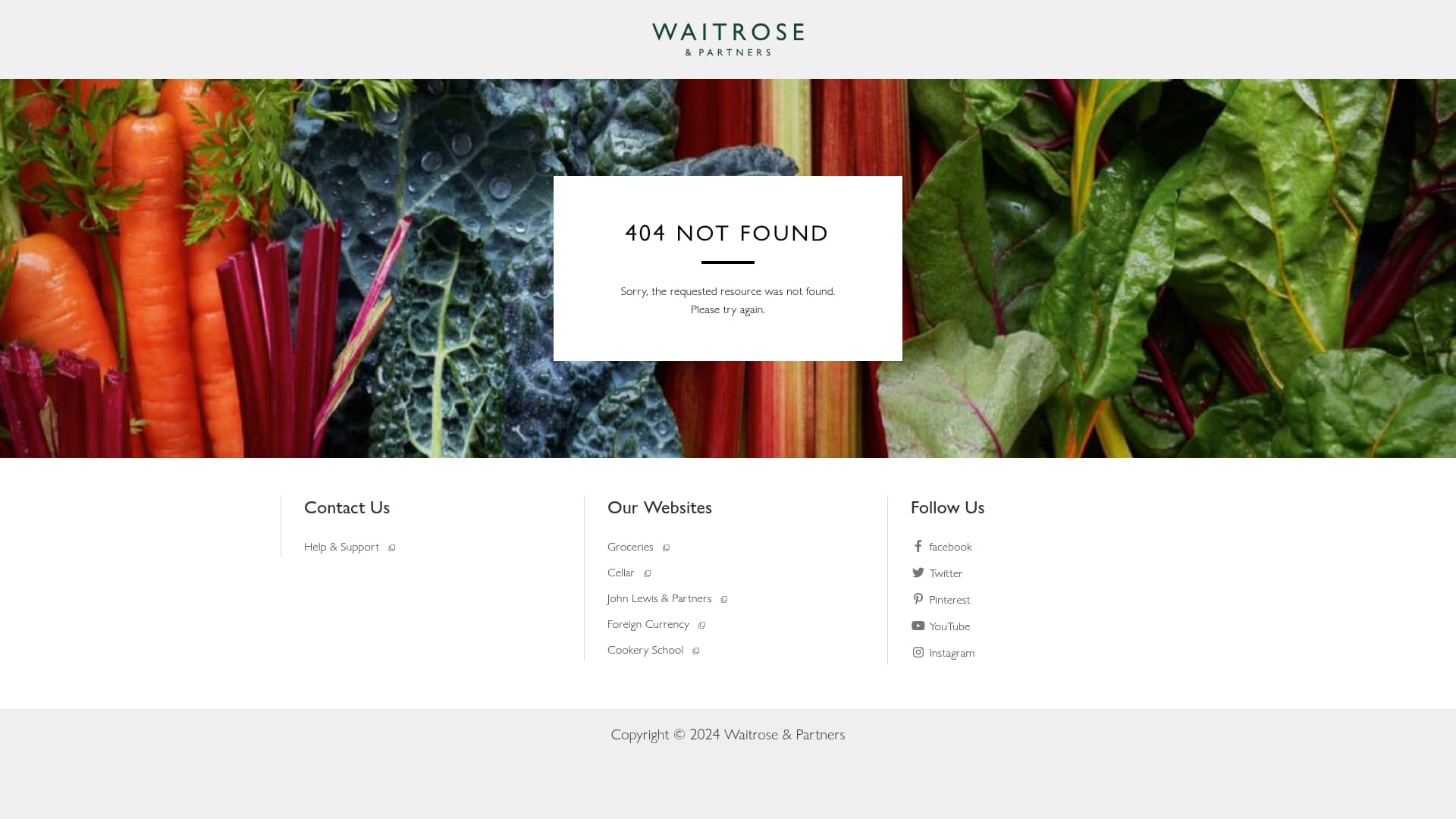 Waitrose sponsor landing page advertised on Dish