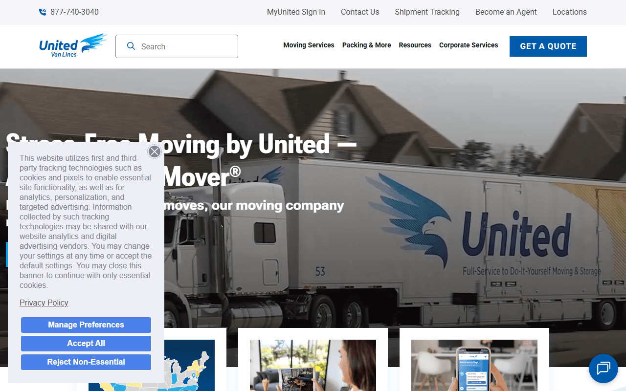 United Van Lines sponsor landing page advertised on 93X Half-Assed Morning Show