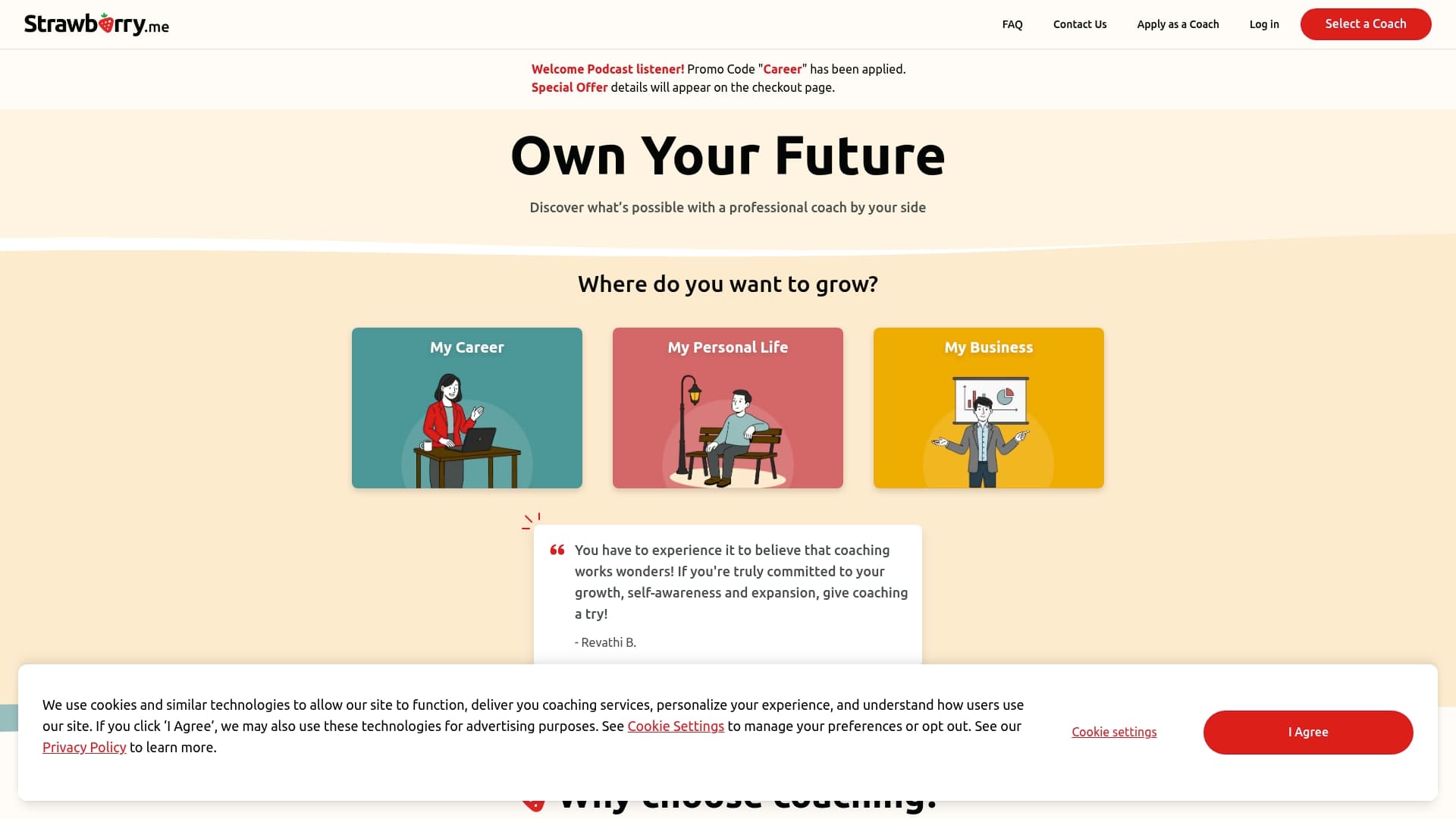 Strawberry sponsor landing page advertised on Motivation Daily by Motiversity