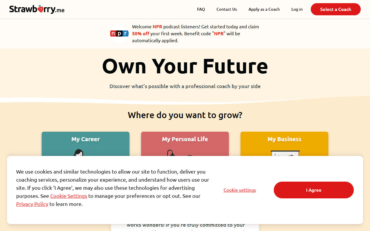 strawberry.me sponsor landing page advertised on Planet Money