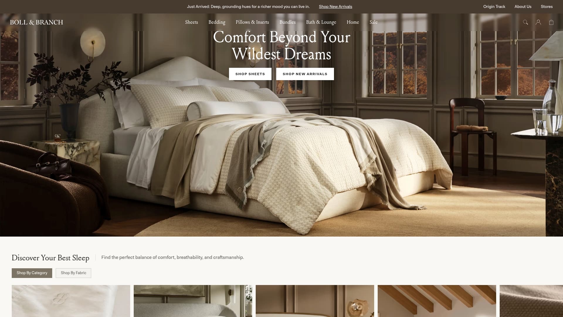 Boll & Branch sponsor landing page advertised on Reality Life with Kate Casey