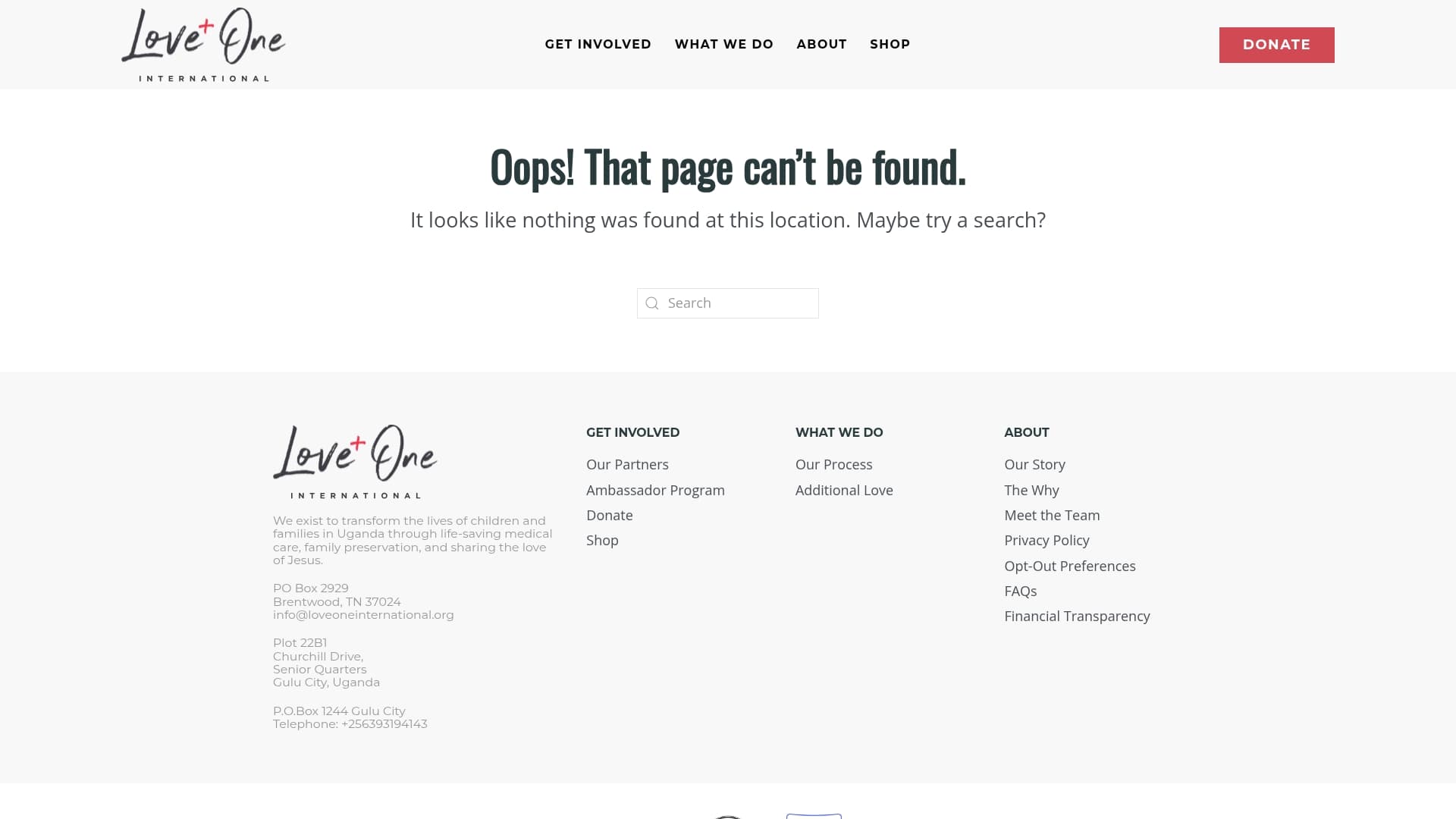 Love One International sponsor landing page advertised on WHOA That's Good Podcast