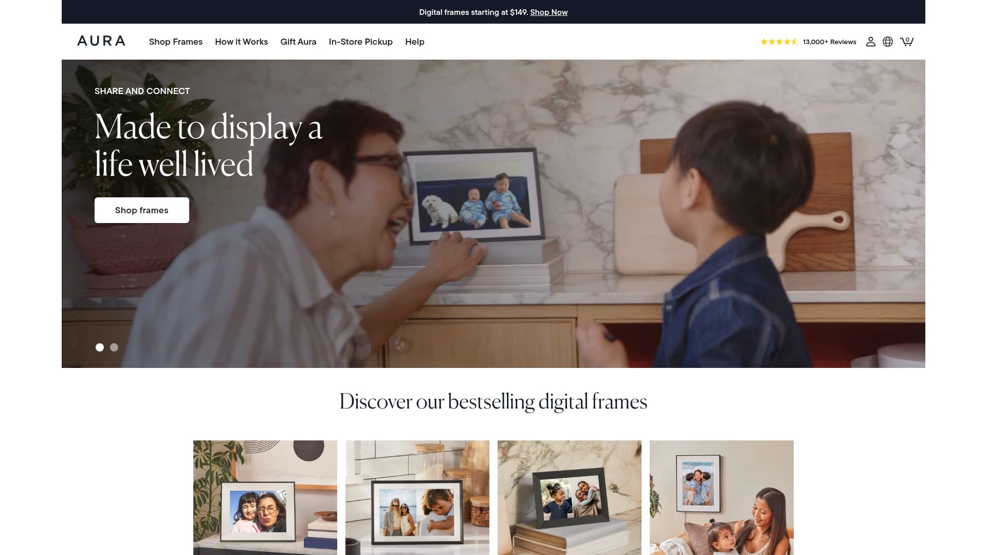 Aura Frames sponsor landing page advertised on The Bulwark Podcast