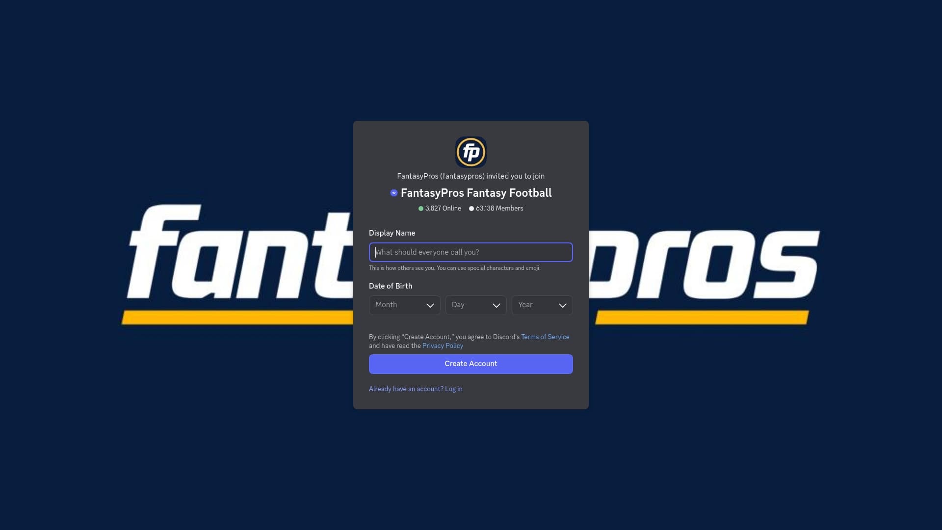 Fantasy Pros Discord sponsor landing page advertised on FantasyPros - Fantasy Football Podcast
