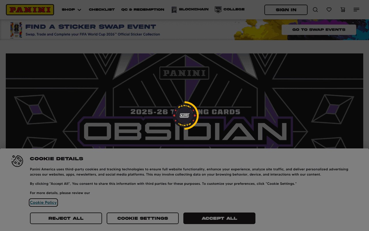 Panini America sponsor landing page advertised on The Dan Patrick Show