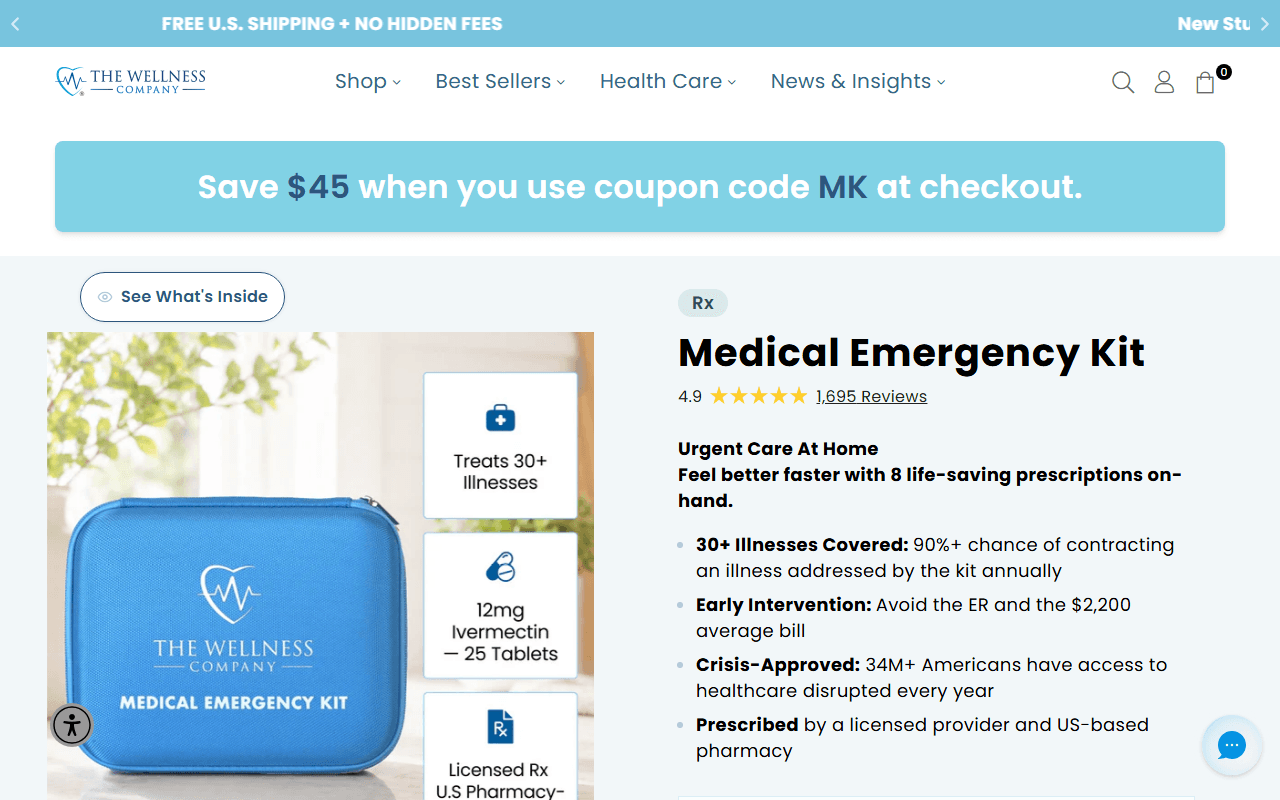 The Wellness Company sponsor landing page advertised on The Megyn Kelly Show