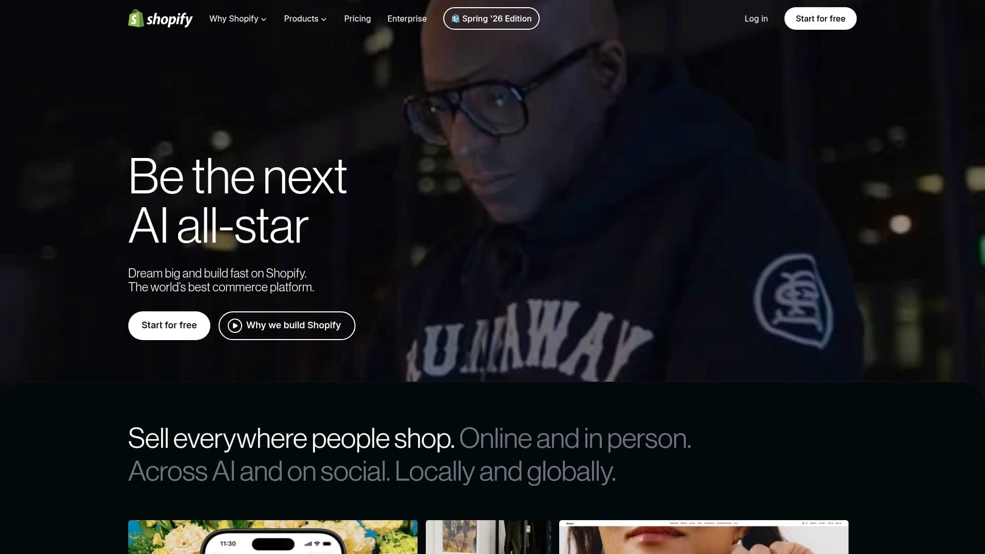 Shopify sponsor landing page advertised on Trash Taste Podcast