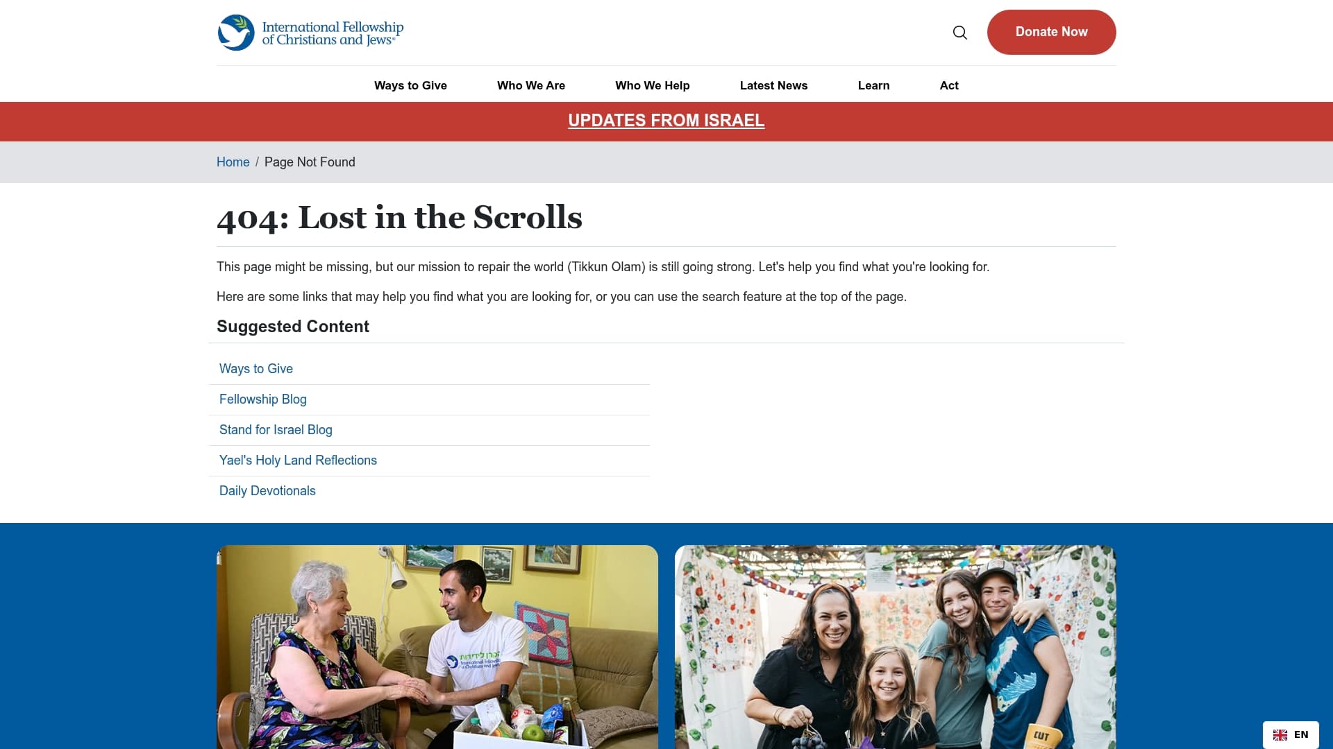 International Fellowship of Christians and Jews sponsor landing page advertised on The Candace Cameron Bure Podcast