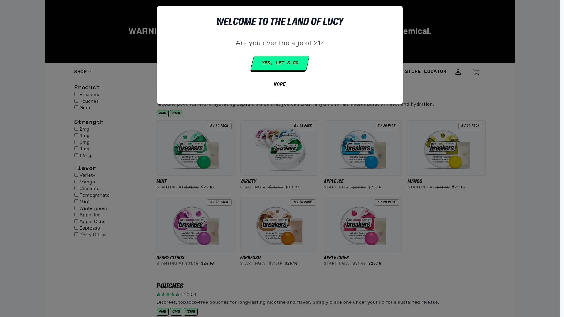 Lucy sponsor landing page advertised on Bussin' With The Boys
