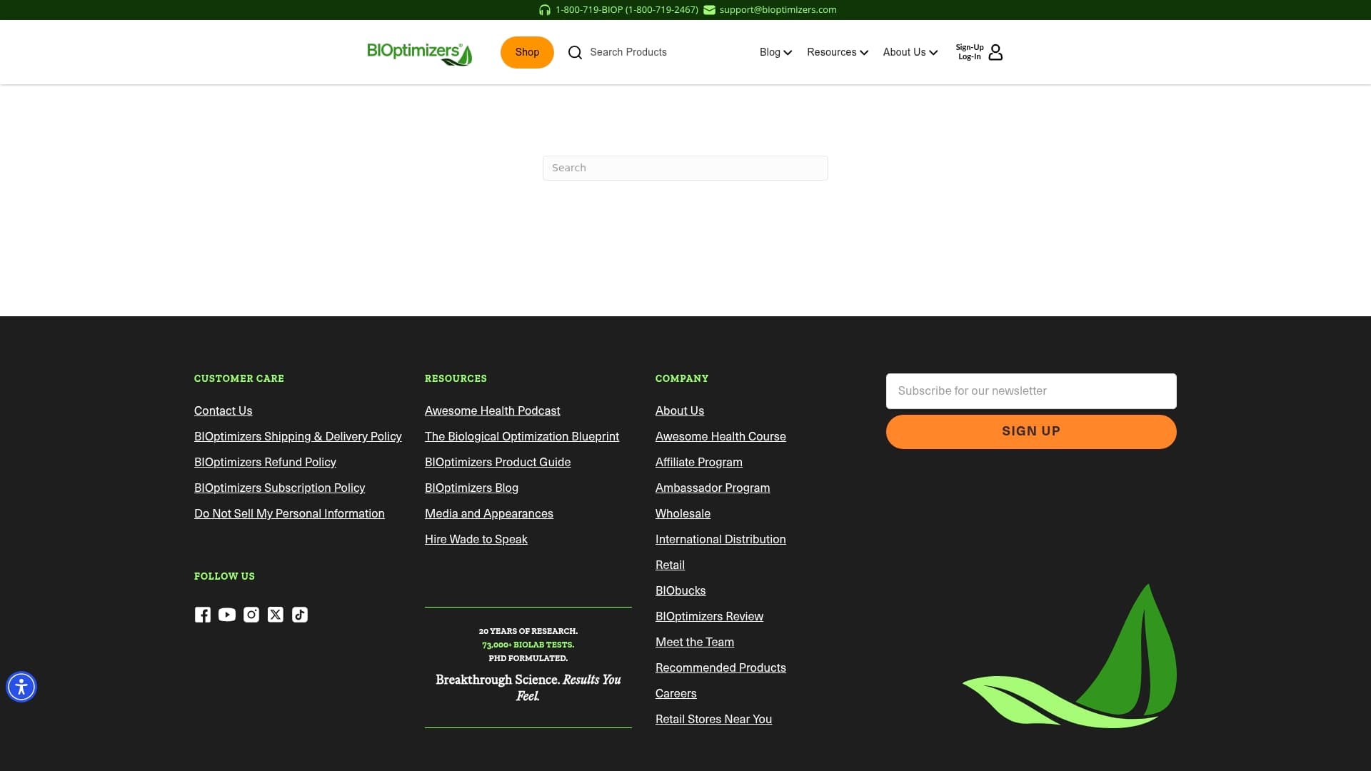 Bioptimizers sponsor landing page advertised on The Doctor's Farmacy with Mark Hyman, M.D.
