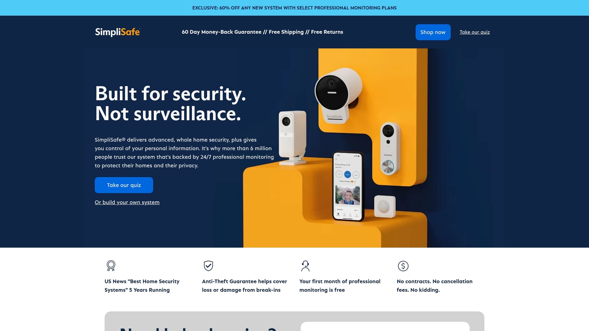 SimpliSafe sponsor landing page advertised on Armstrong & Getty On Demand