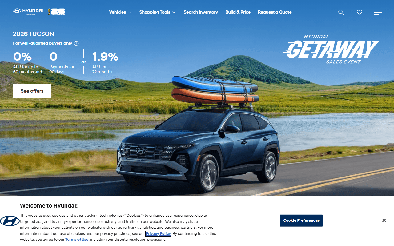 Hyundai sponsor landing page advertised on The Bobby Bones Show