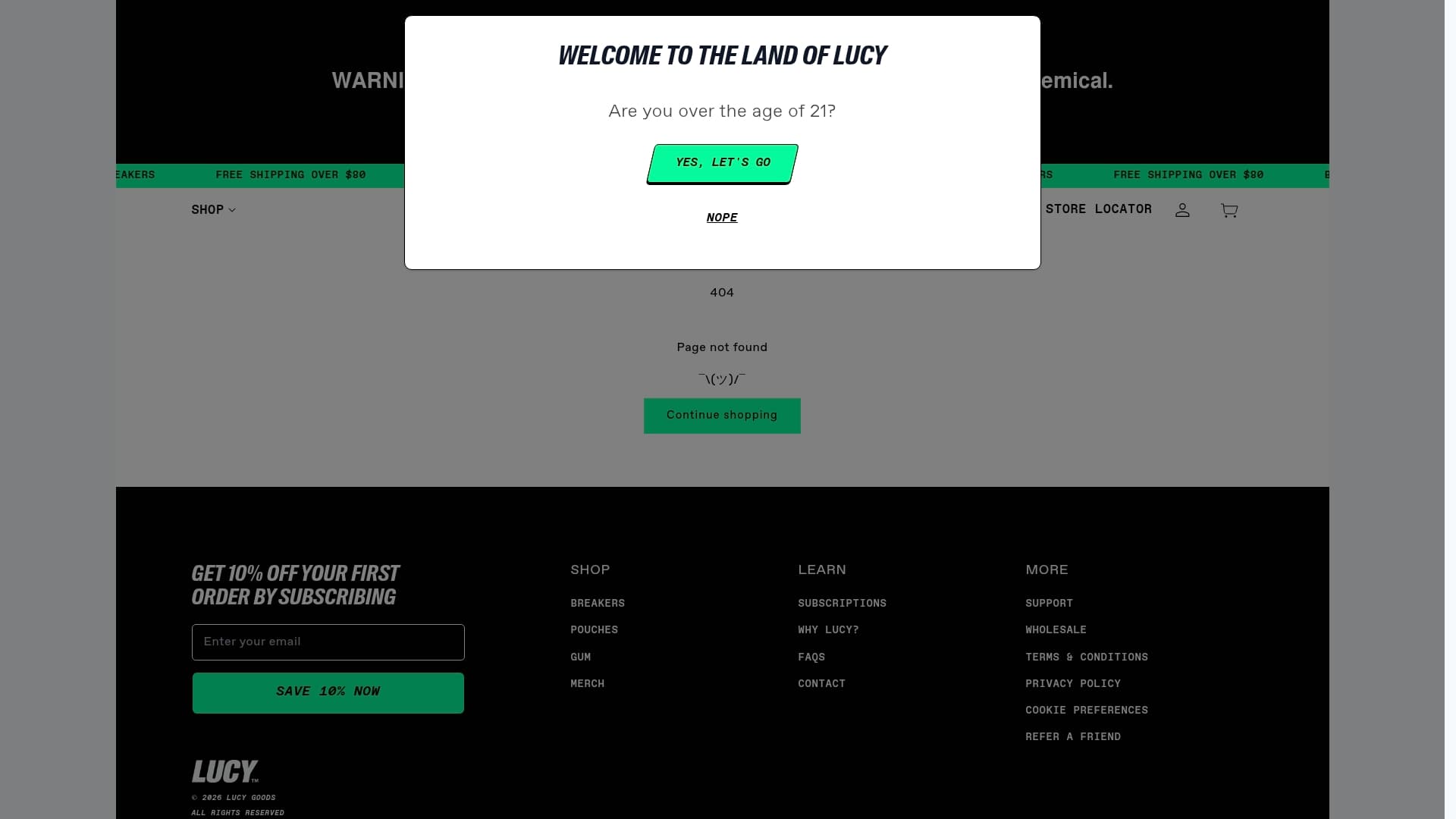 Lucy sponsor landing page advertised on Bussin' With The Boys