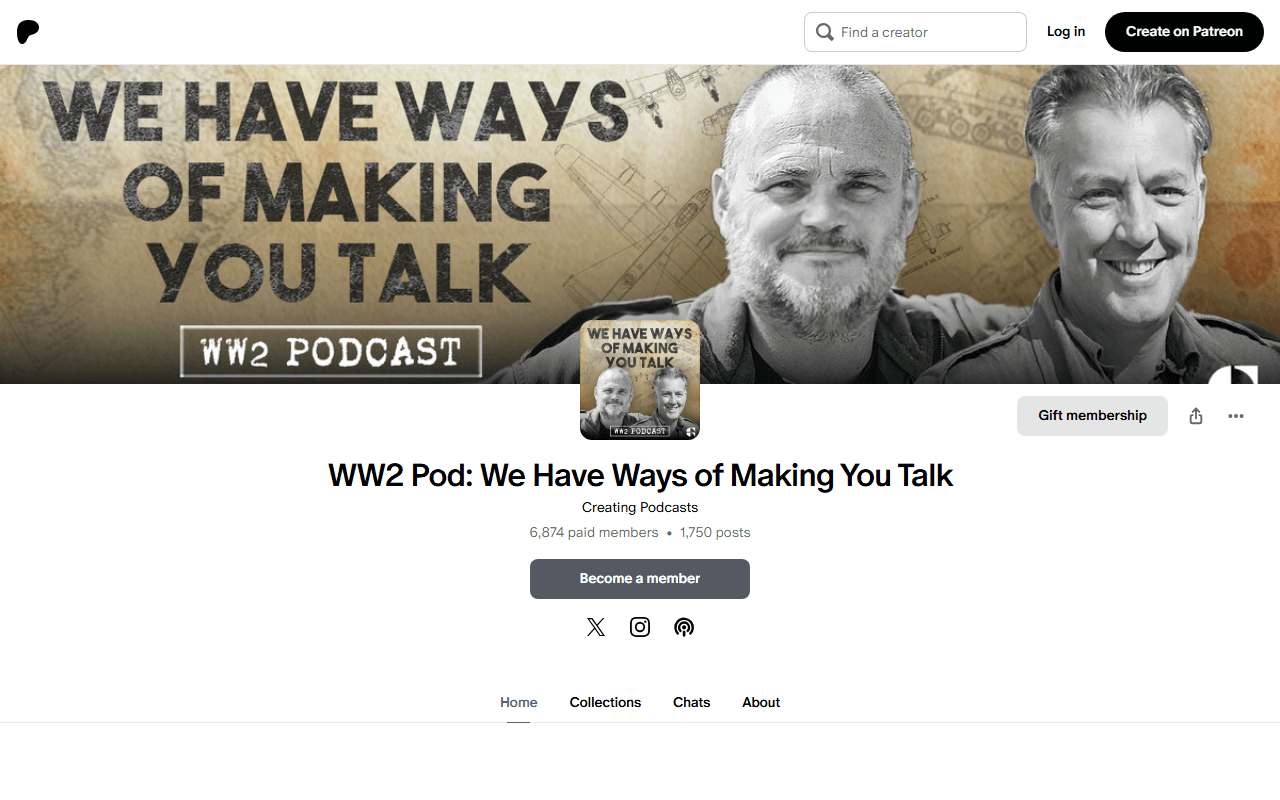 Patreon sponsor landing page advertised on We Have Ways of Making You Talk