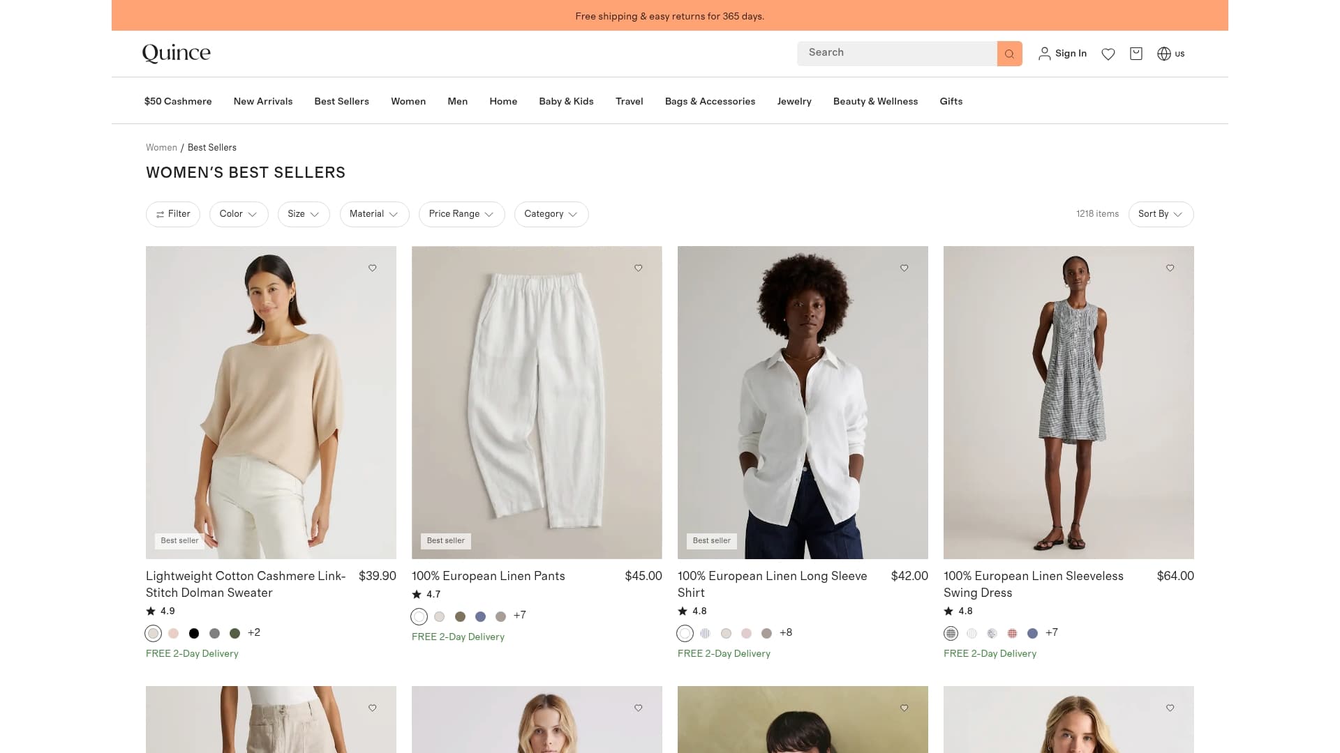 Quince sponsor landing page advertised on Something Was Wrong
