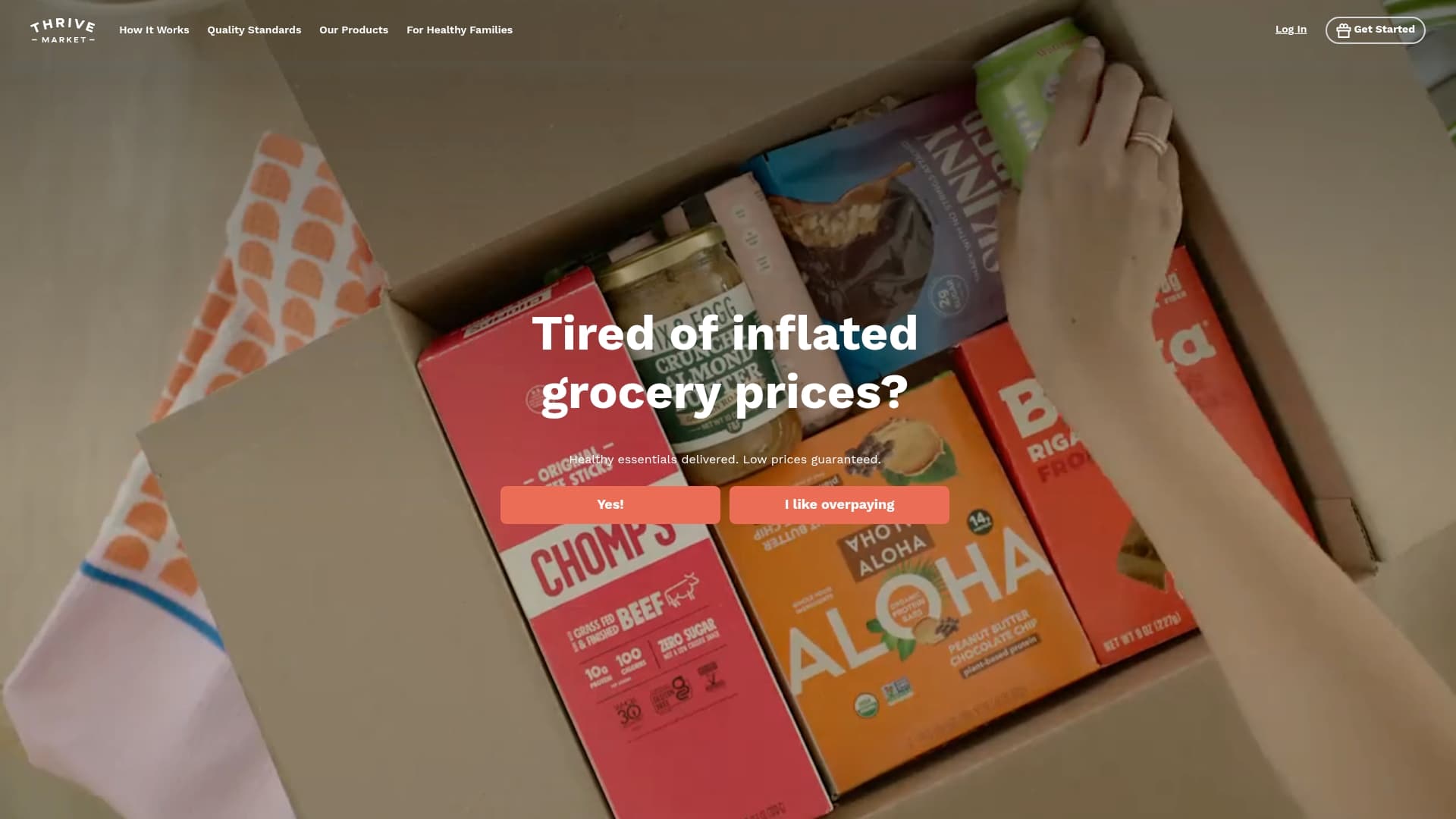 Thrive Market sponsor landing page advertised on Cold Case Files
