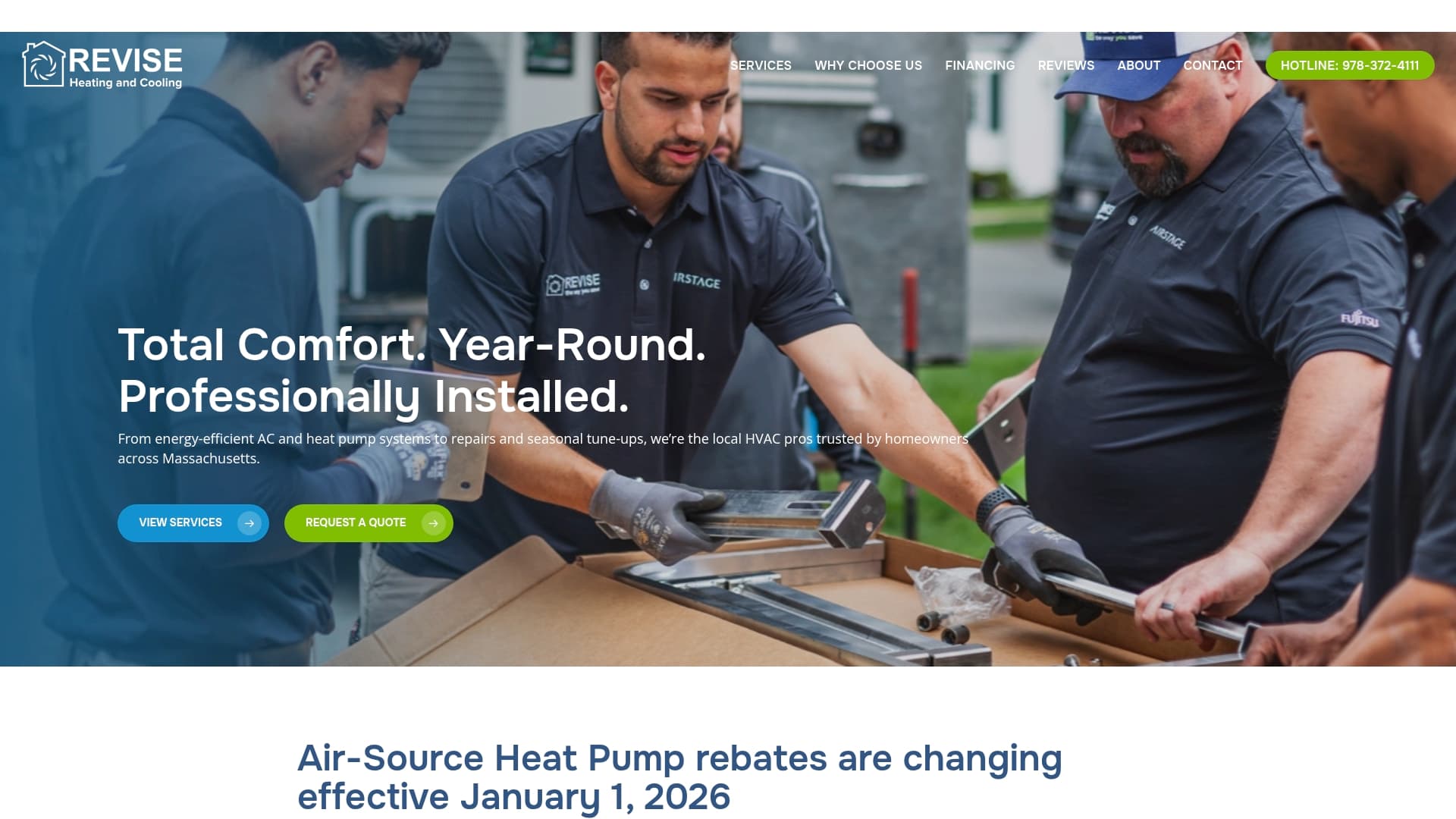 Revise Heating and Cooling sponsor landing page advertised on Felger & Massarotti