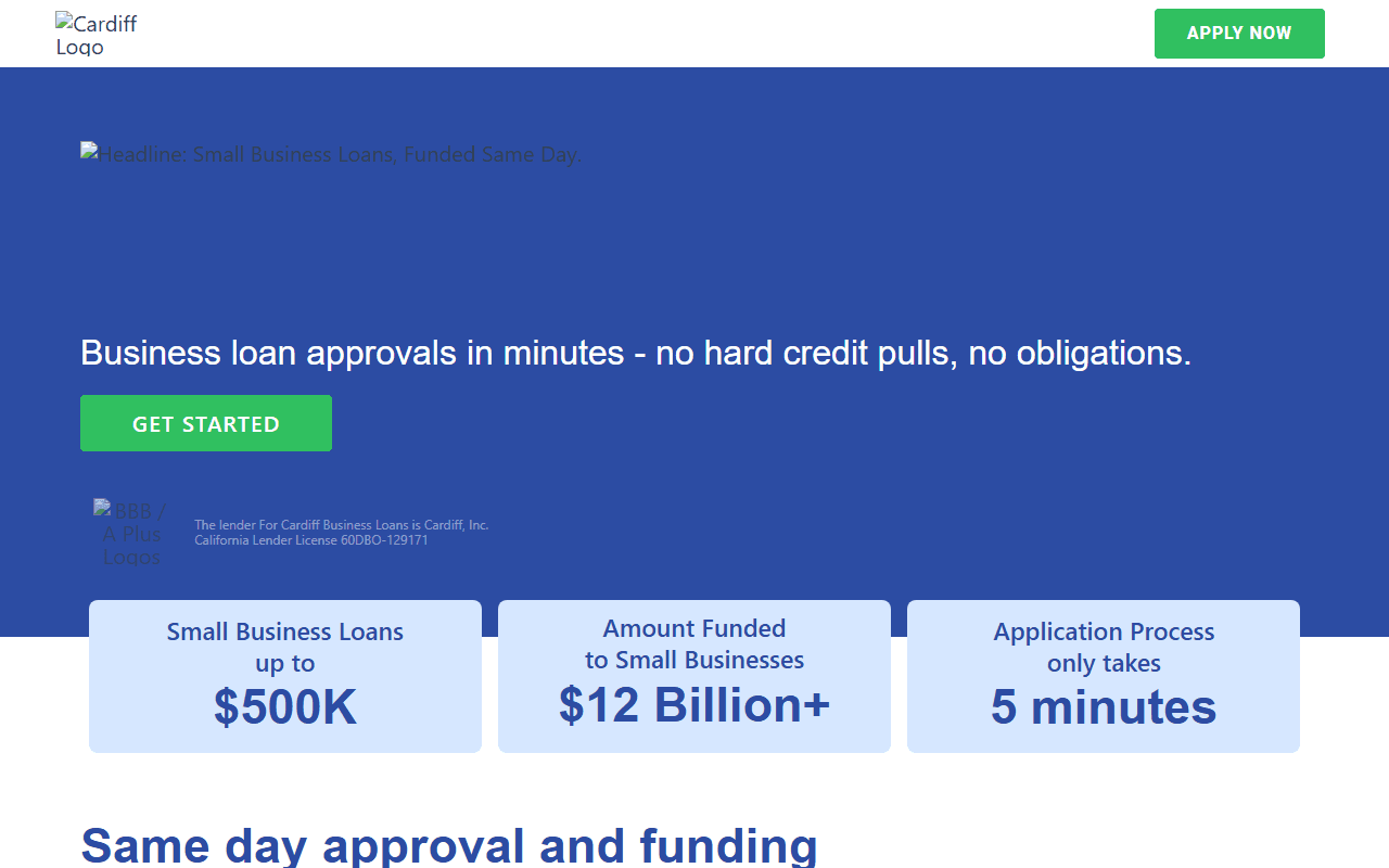 Cardiff sponsor landing page advertised on The Ben Shapiro Show