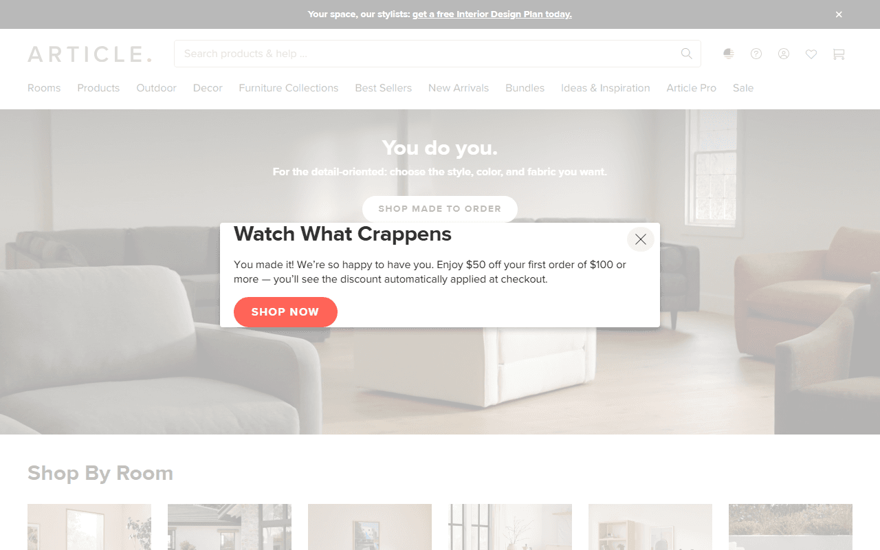 Article sponsor landing page advertised on Watch What Crappens