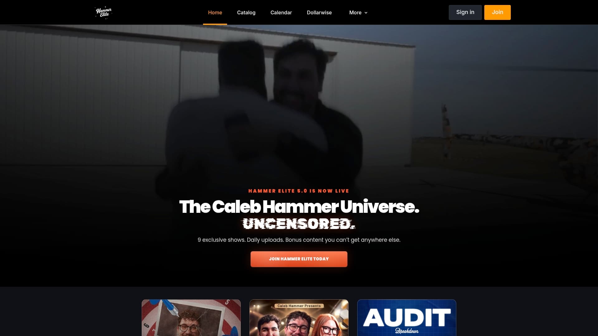 Hammer Elite App sponsor landing page advertised on Financial Audit with Caleb Hammer
