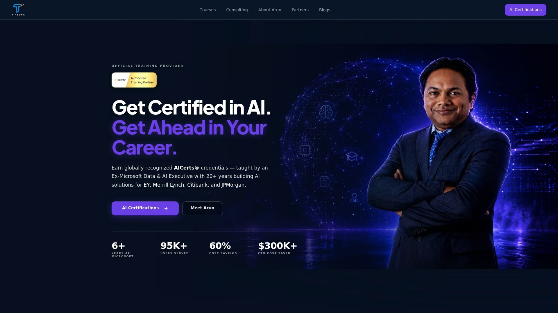 Tipsora sponsor landing page advertised on What Comes Next with Arun