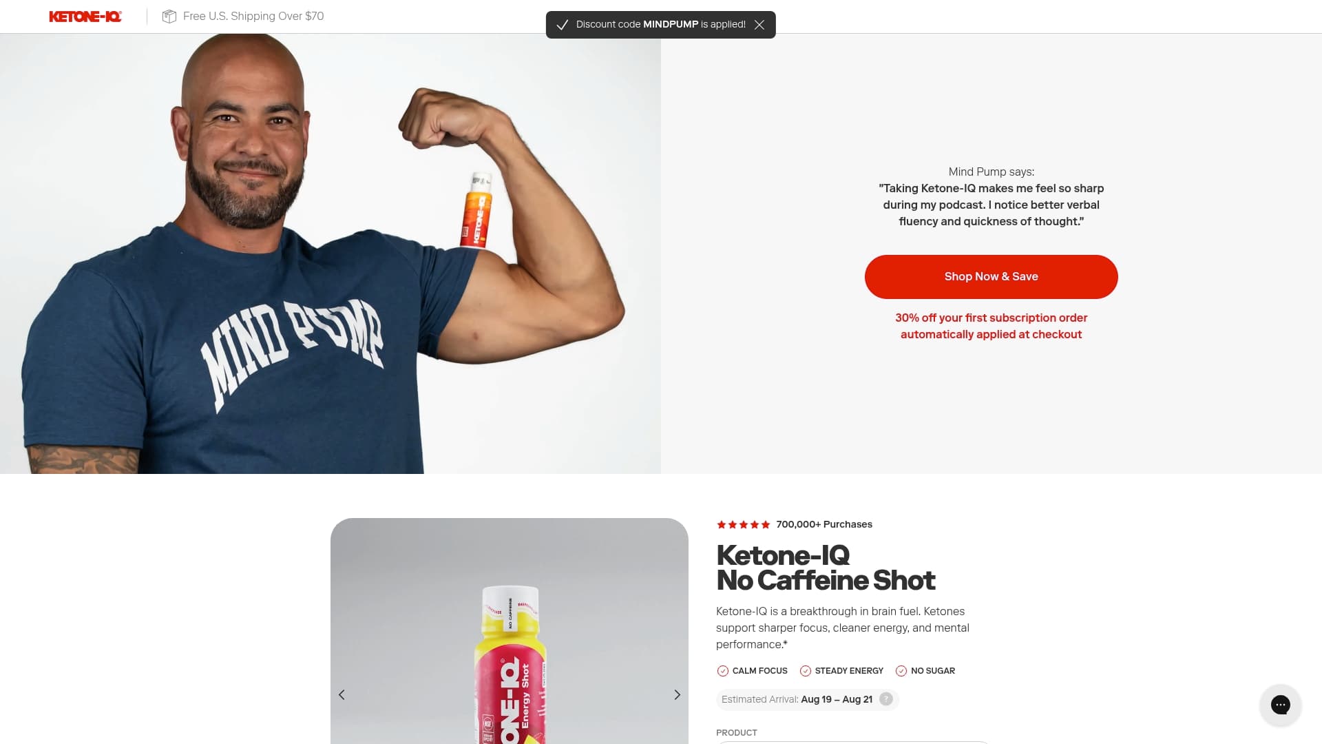 Ketone IQ sponsor landing page advertised on Mind Pump: Raw Fitness Truth