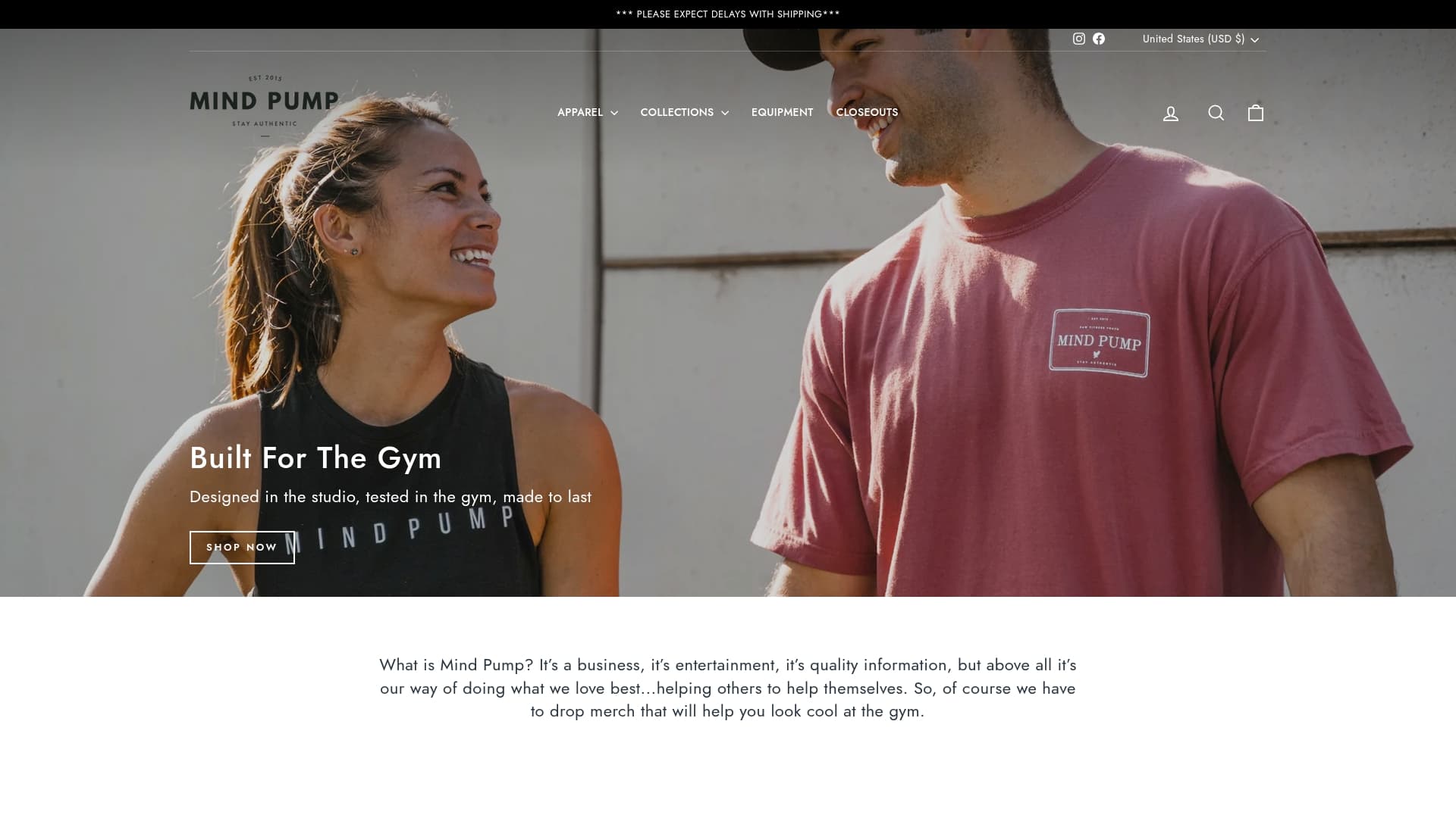 Mind Pump Store sponsor landing page advertised on Mind Pump: Raw Fitness Truth