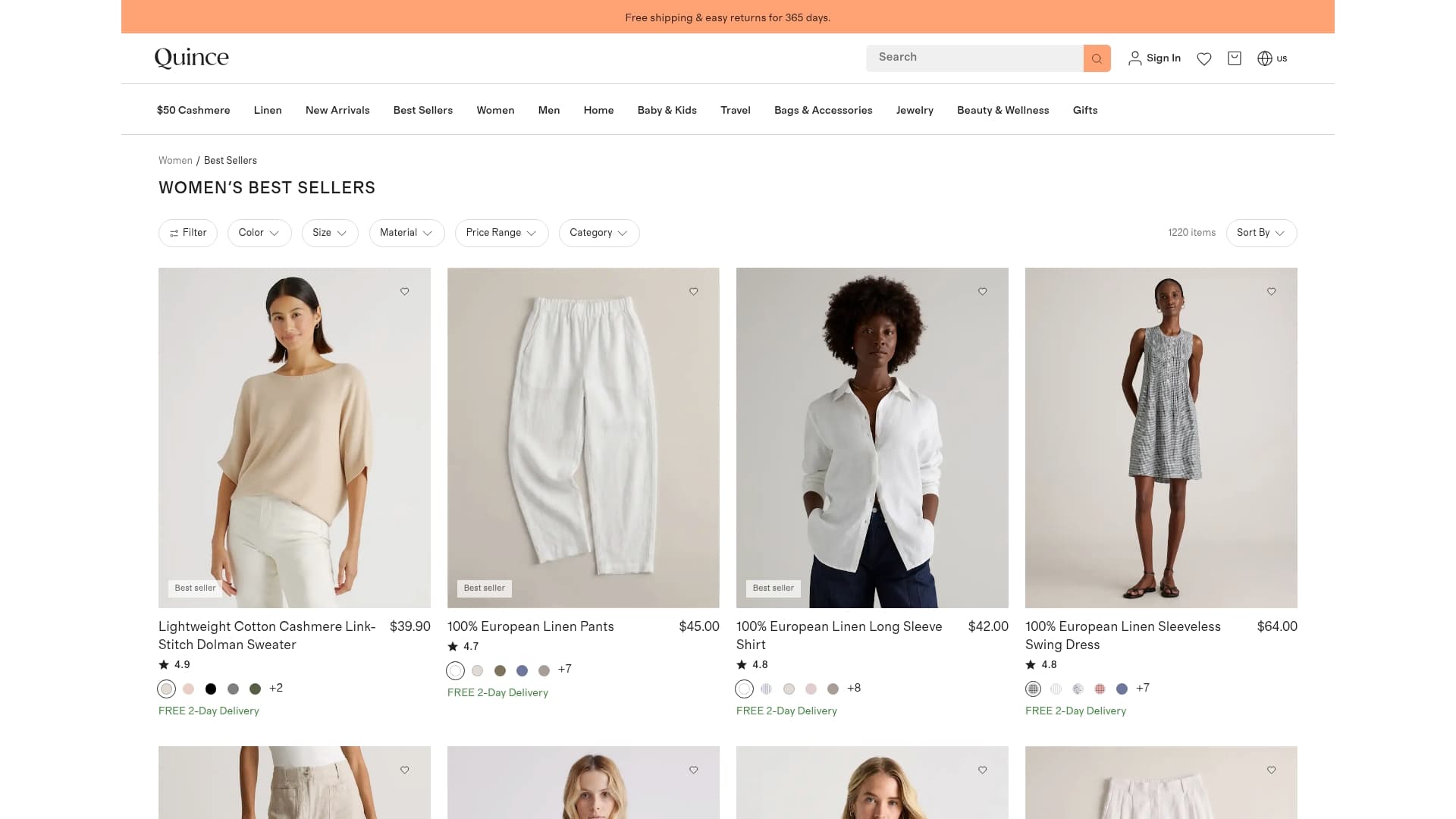 Quince sponsor landing page advertised on I've Had It