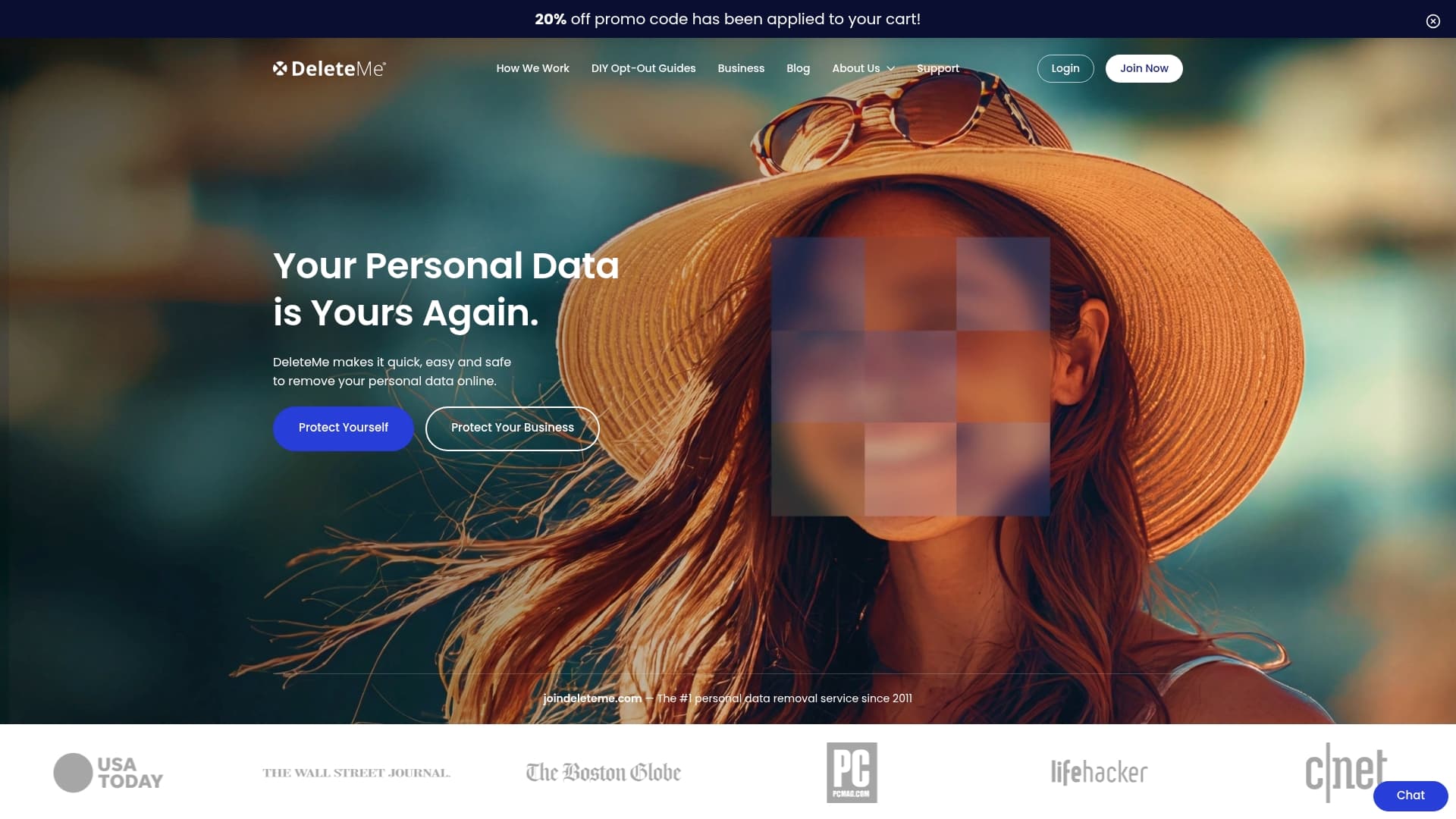 DeleteMe sponsor landing page advertised on The Lawfare Podcast