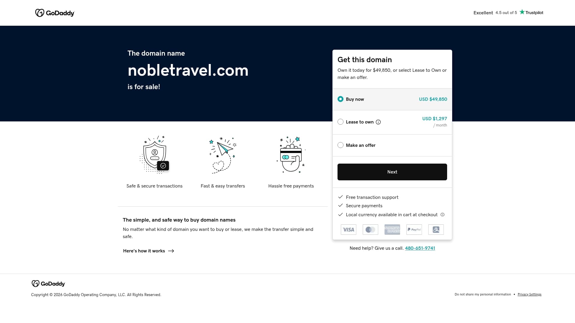 Noble Travel sponsor landing page advertised on The President's Daily Brief