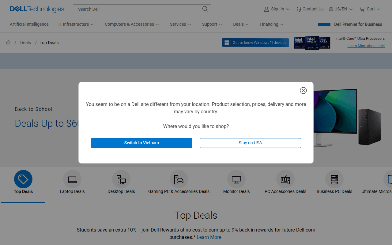 Dell sponsor landing page advertised on True Crime with Kendall Rae
