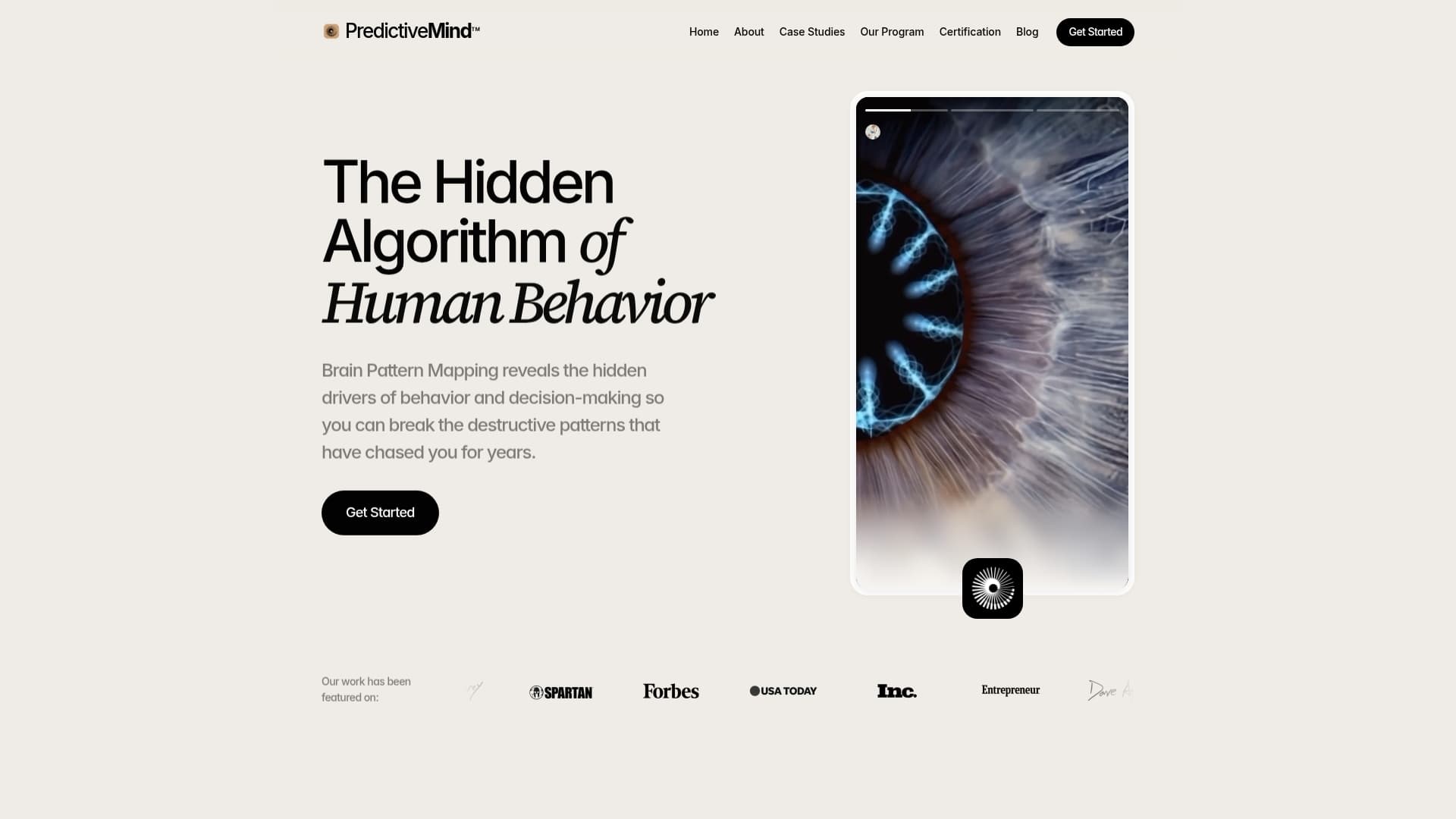 Predictive Mind sponsor landing page advertised on Decoded | Unlock The Secrets of Human Behavior, Emotion and Motivation