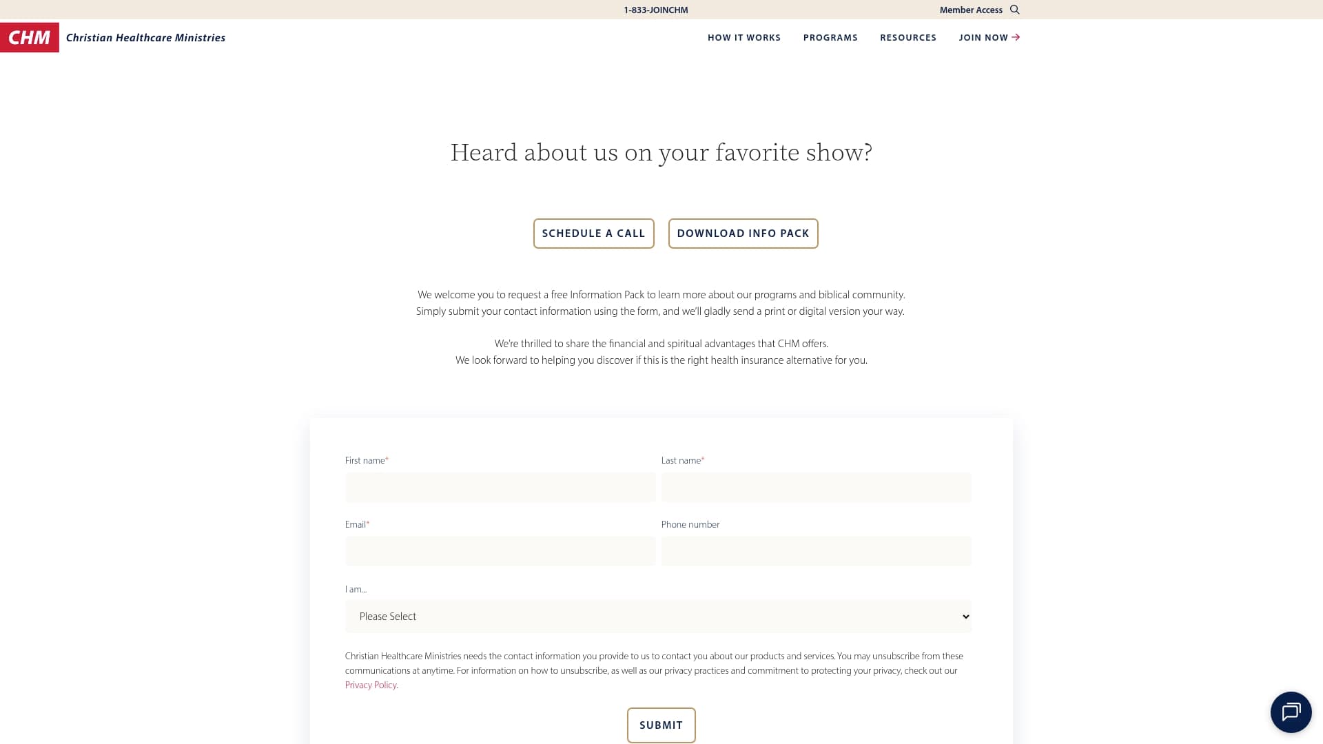 Christian Health Care Ministries sponsor landing page advertised on Raising Boys & Girls