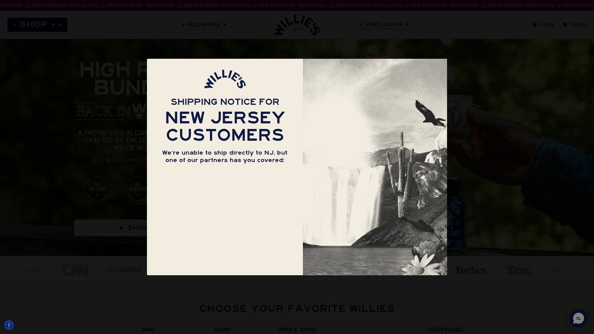 Willie's sponsor landing page advertised on Juicy Scoop with Heather McDonald