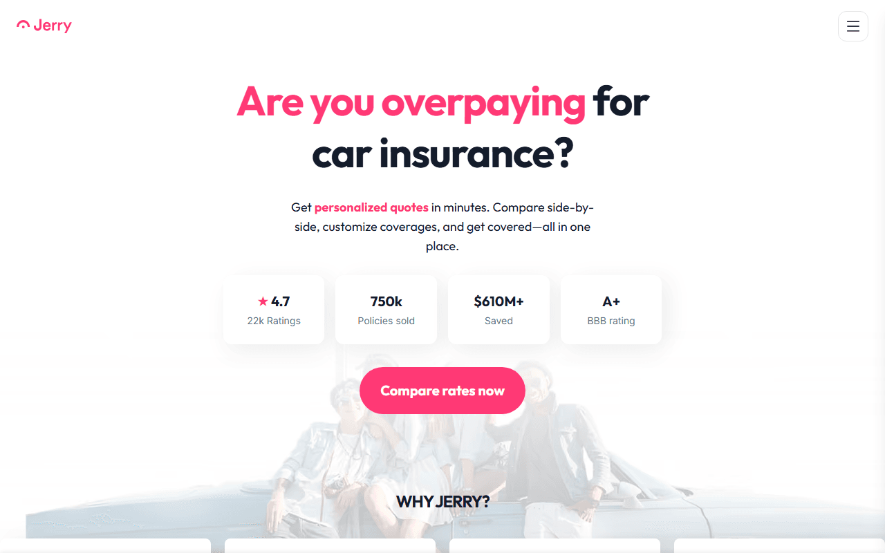 Jerry sponsor landing page advertised on Pop Culture Happy Hour
