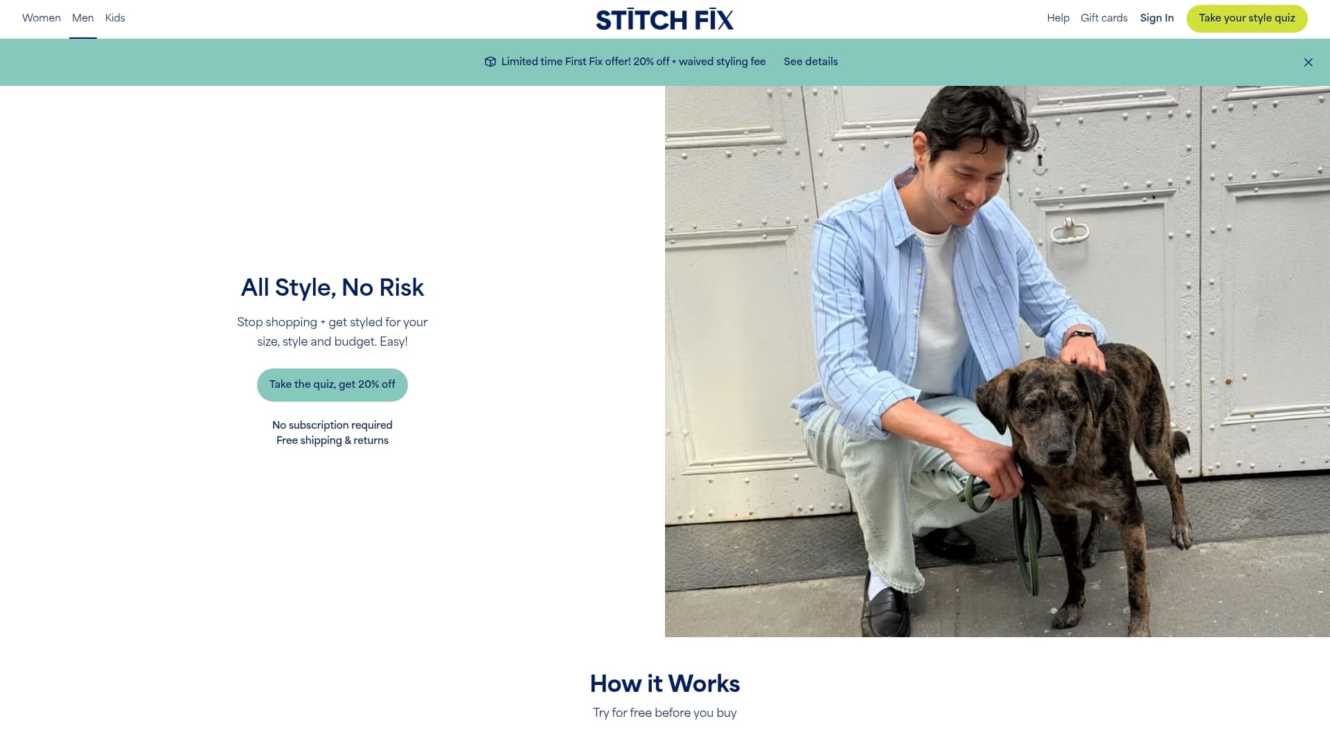 Stitch Fix sponsor landing page advertised on Fantasy Football Today