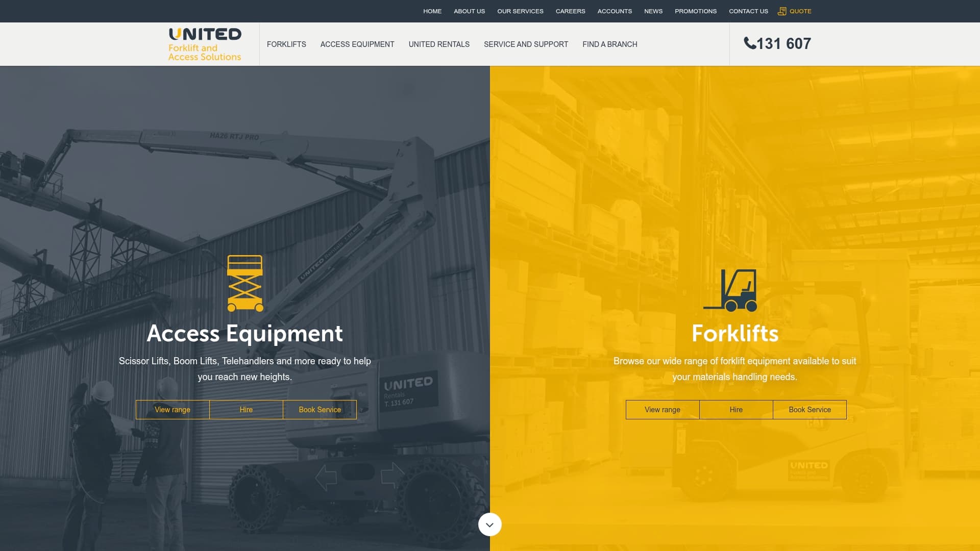 United Forklifts sponsor landing page advertised on Triple M Rocks Footy AFL