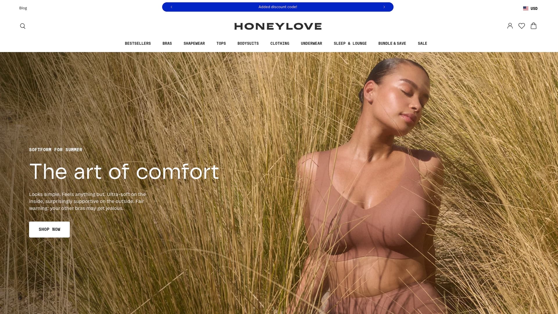 Honeylove sponsor landing page advertised on Young and Profiting with Hala Taha