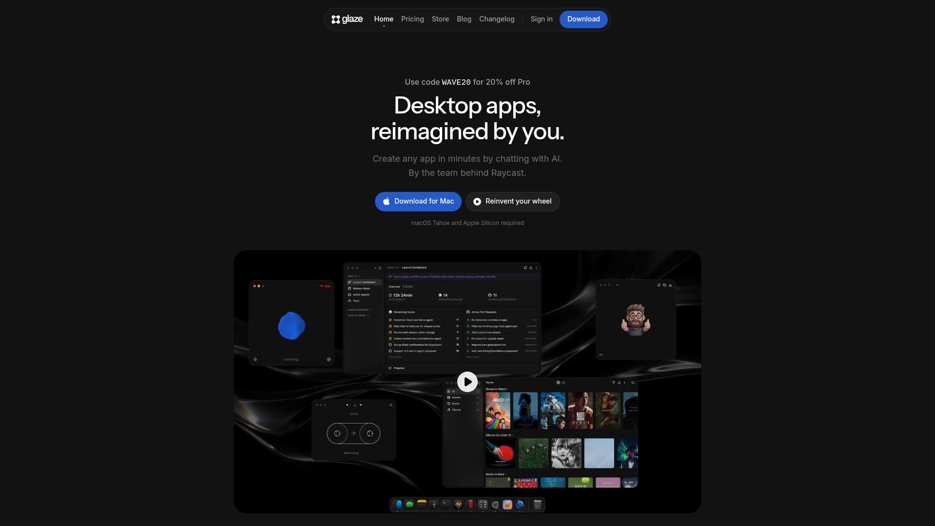Glaze sponsor landing page advertised on Waveform: The MKBHD Podcast