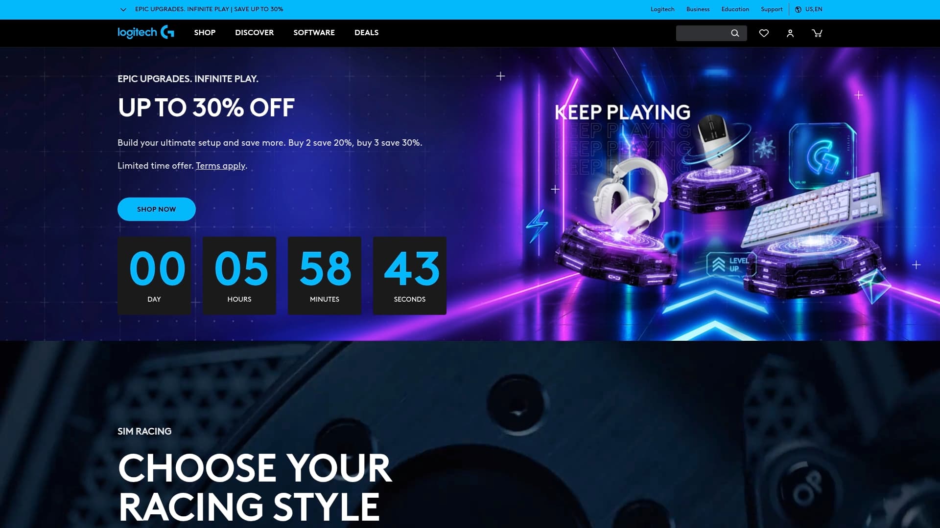 Logitech G sponsor landing page advertised on The Besties