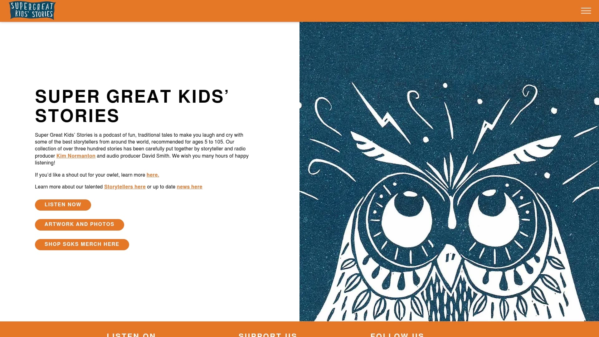 Patreon sponsor landing page advertised on Super Great Kids' Stories
