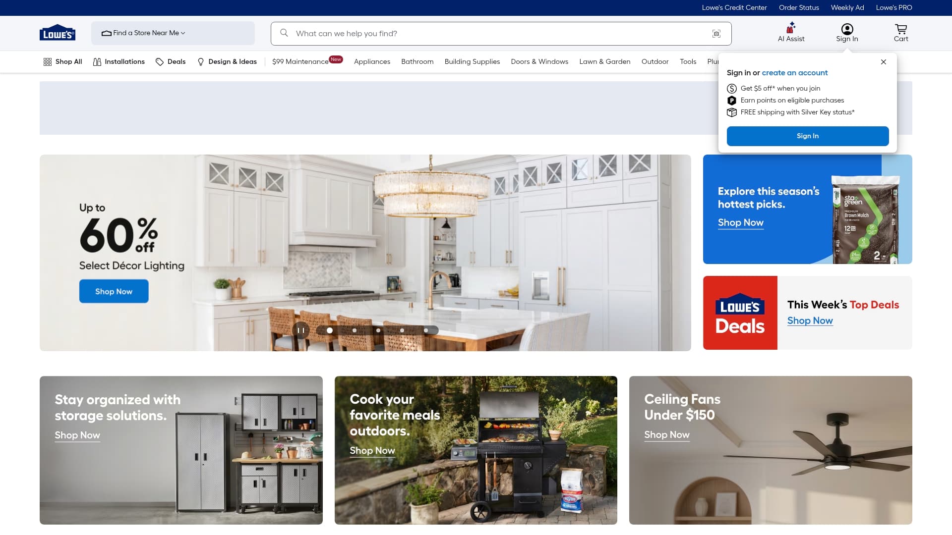 Lowe's sponsor landing page advertised on It's A Lot with Abbie Chatfield
