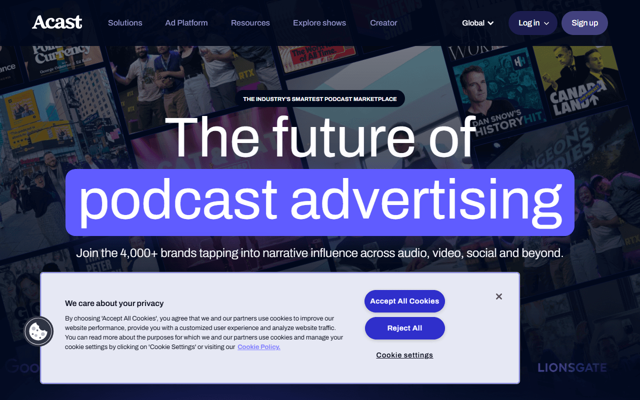 Acast sponsor landing page advertised on Tout le monde s'haït