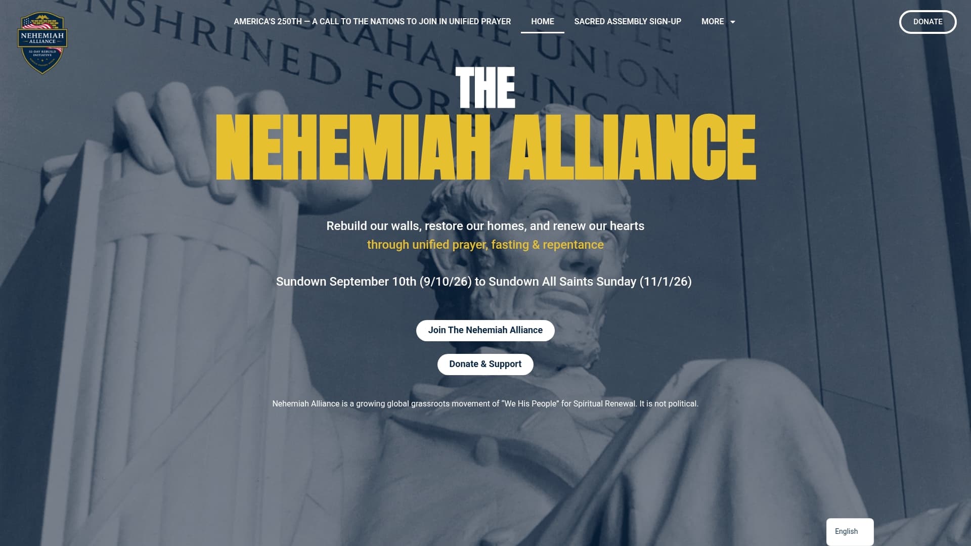 Nehemiah Alliance sponsor landing page advertised on Sekulow