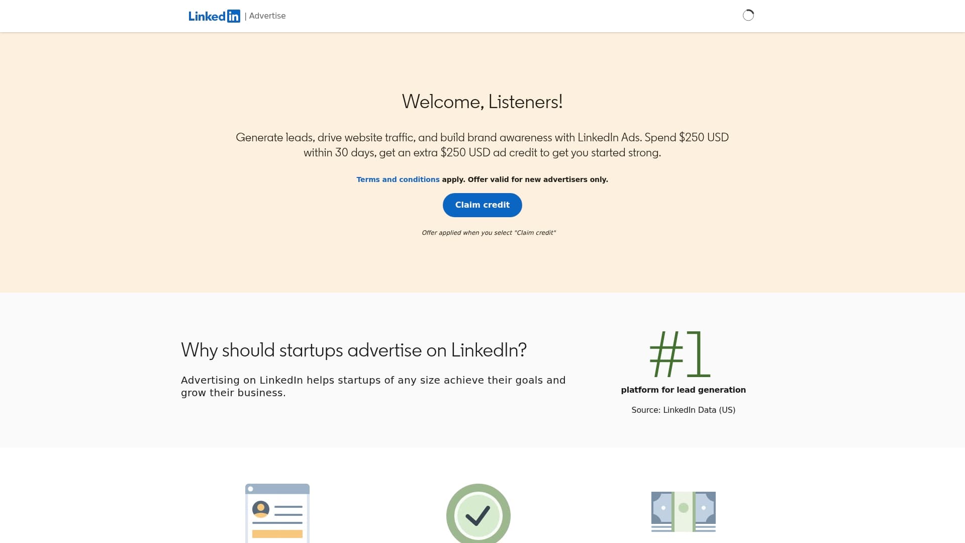 LinkedIn sponsor landing page advertised on Breaking Points with Krystal and Saagar