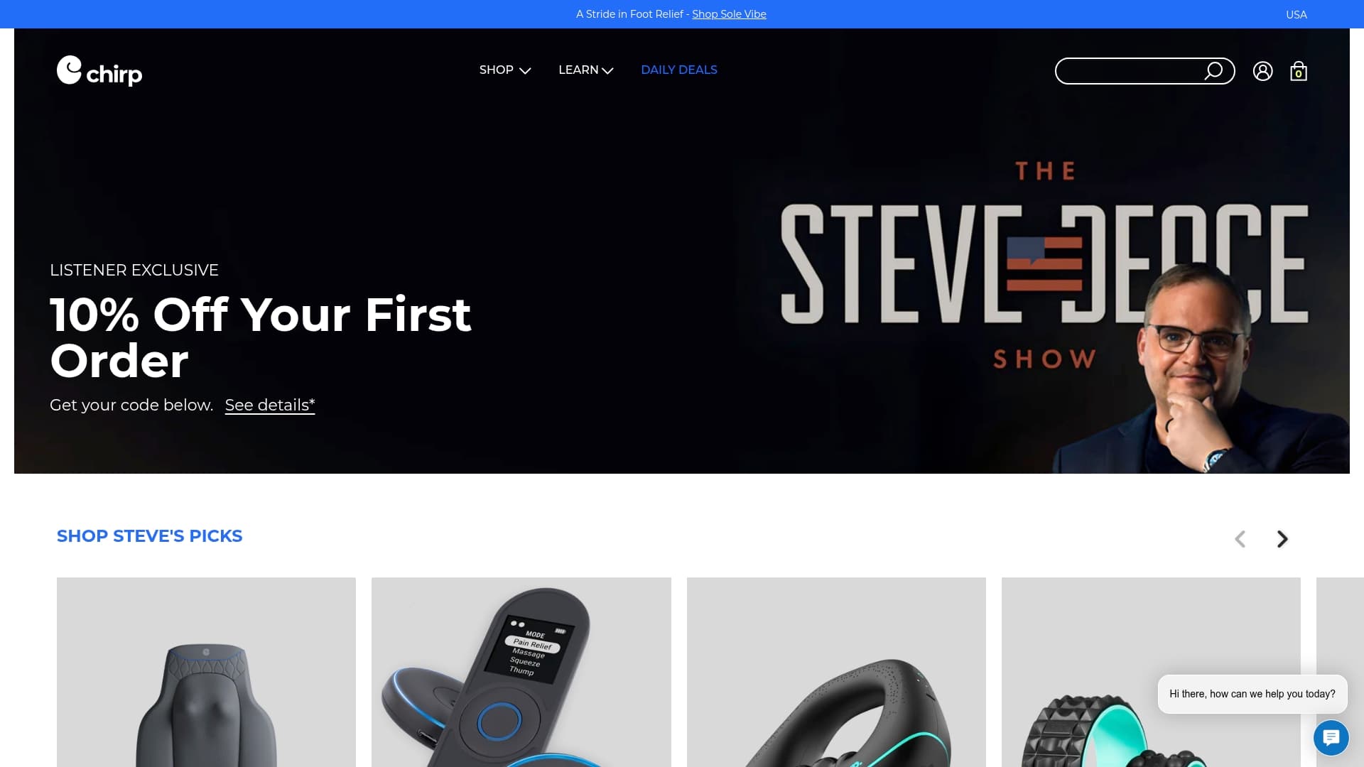 Chirp sponsor landing page advertised on Steve Deace Show