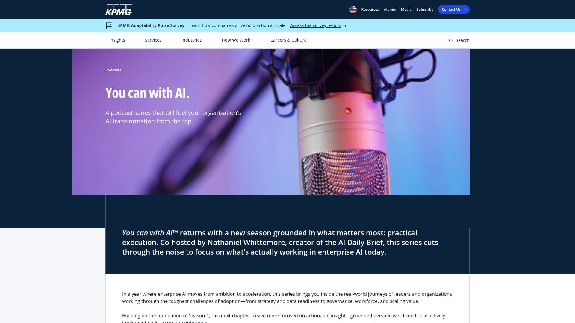 KPMG sponsor landing page advertised on The AI Breakdown: Daily Artificial Intelligence News and Discussions
