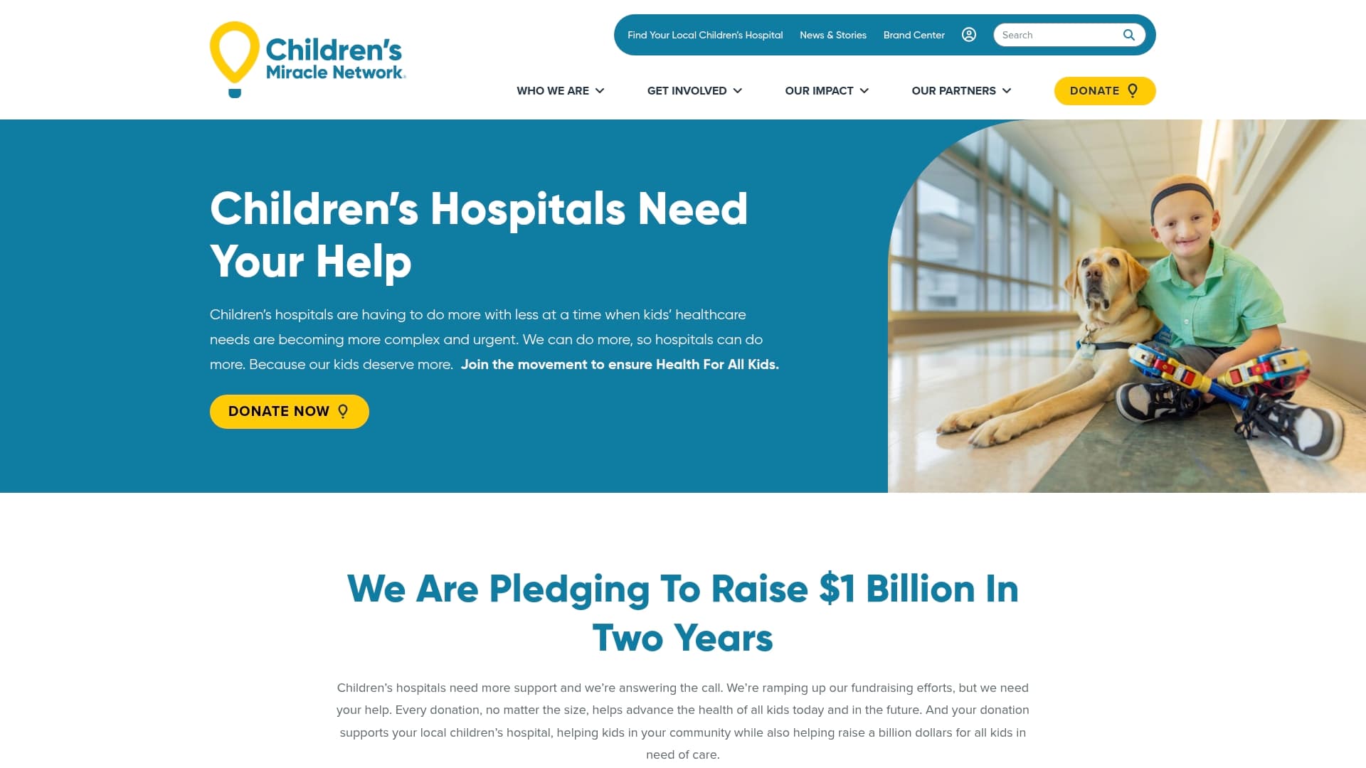 Children's Miracle Network sponsor landing page advertised on The Power Trip
