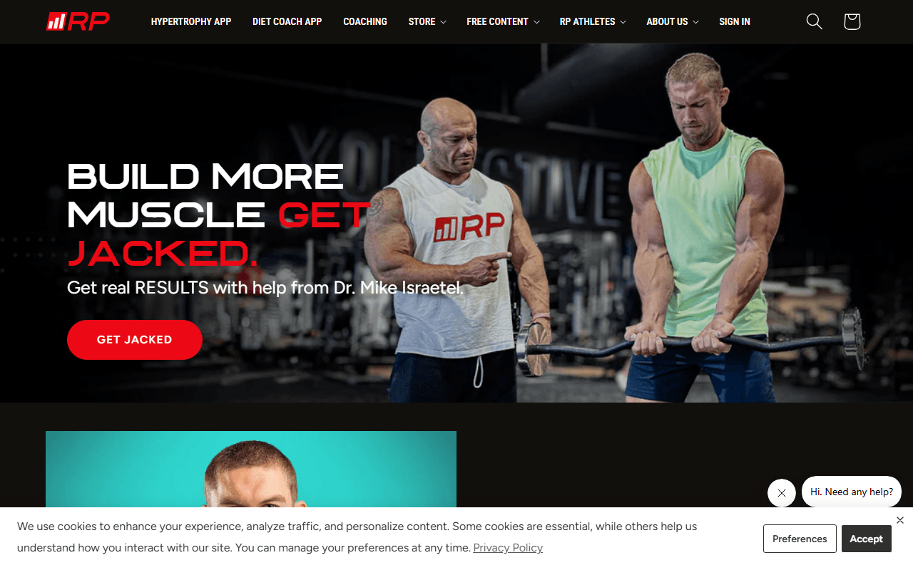 RP Strength sponsor landing page advertised on Modern Wisdom